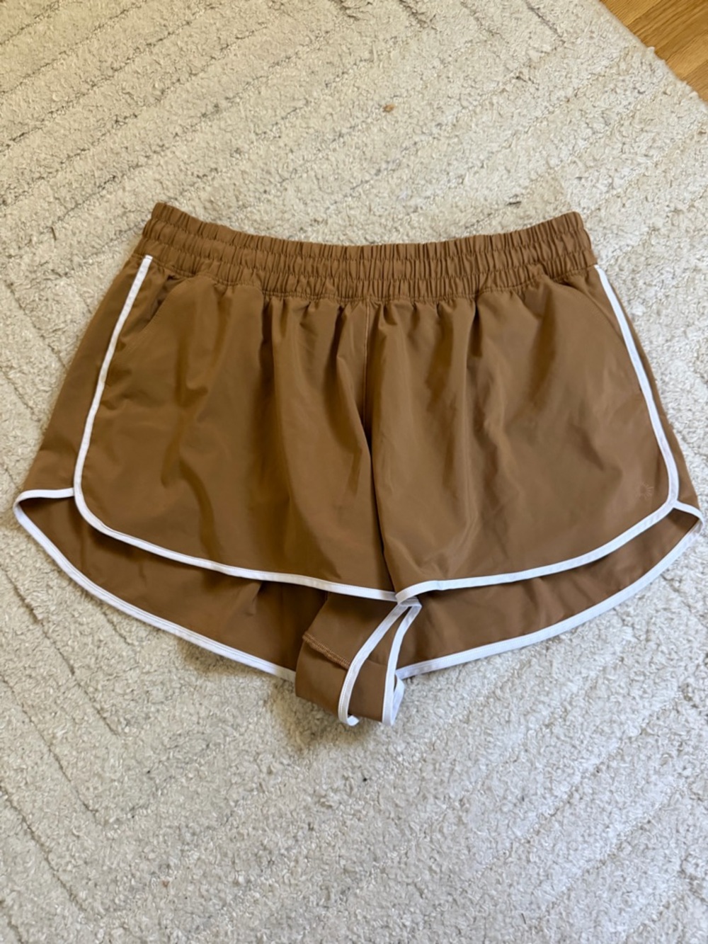aerie Brown Athletic Shorts with White Trim